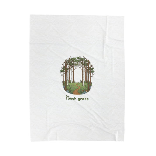 touch grass woodland scene Velveteen Blanket, goblincore mushroom aesthetic