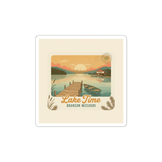 Lake Time Vintage Postcard Kiss-Cut Stickers