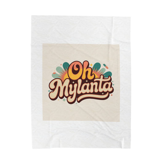 Oh Mylanta Retro Script Velveteen Plush Blanket