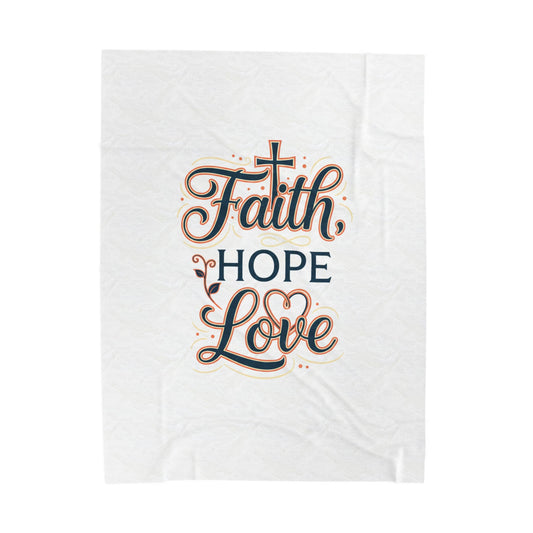 'Faith Hope Love' Velveteen Plush Blanket