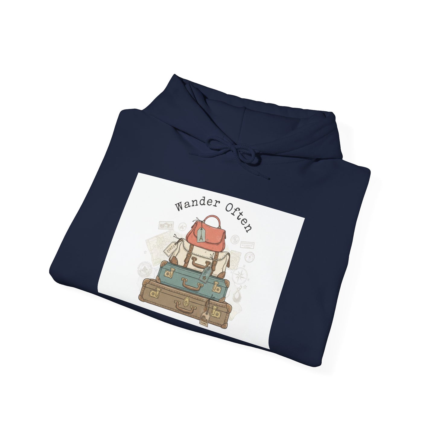 Wanderlust Passport Stamp Hoodie | retro travel postcard, vintage stamp design