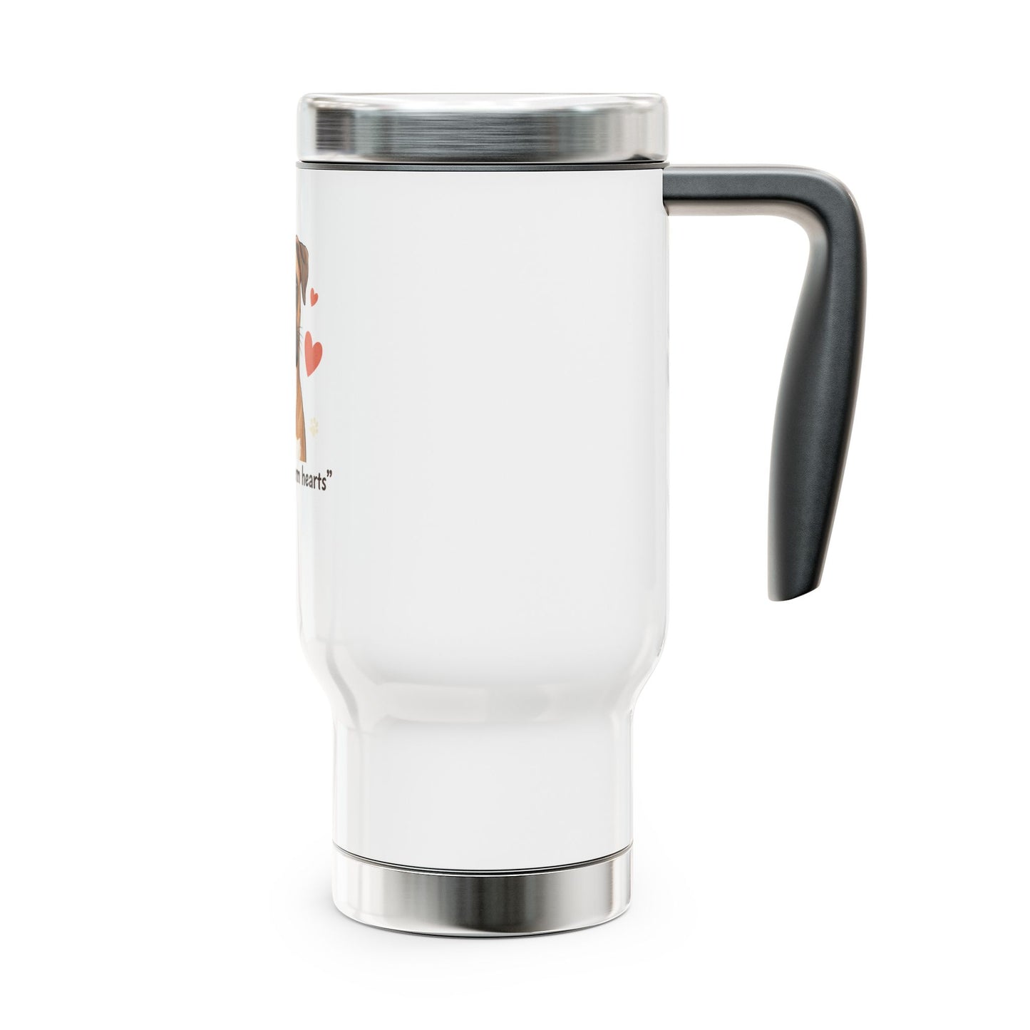 Boxer Dog Travel Mug — “Boxer dogs warm hearts” Stainless Steel 14oz