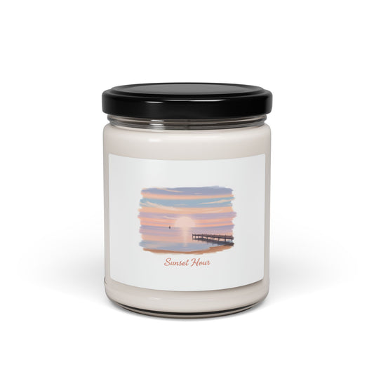 Sunset Hour Candle | Soy Jar, Minimal Luxe Gold Typography