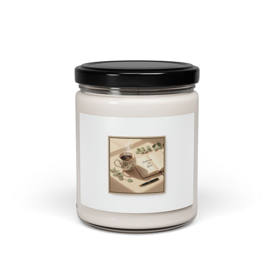 Quiet Morning Journal Scene Candle, soy jar | morning routine, sunrise decor