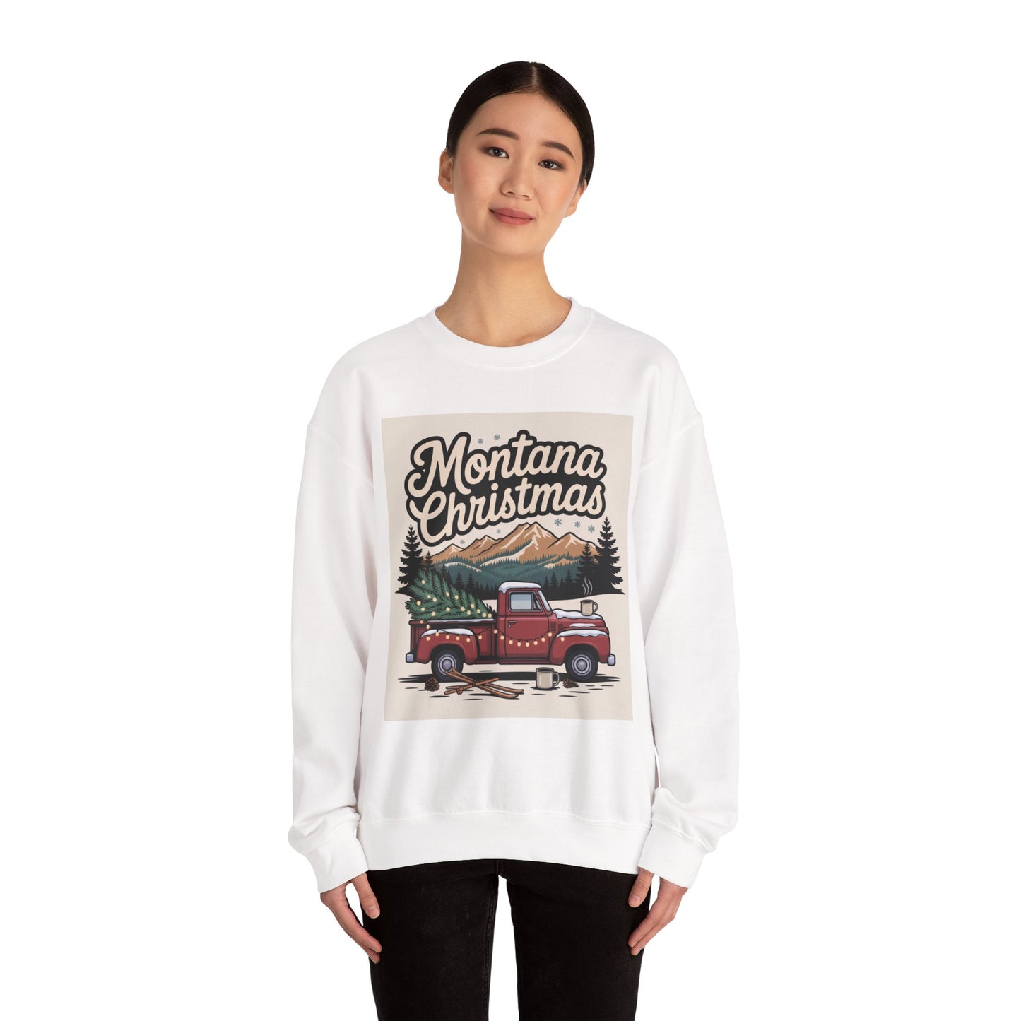 Montana Christmas Sweatshirt — Vintage Red Truck Holiday Crewneck
