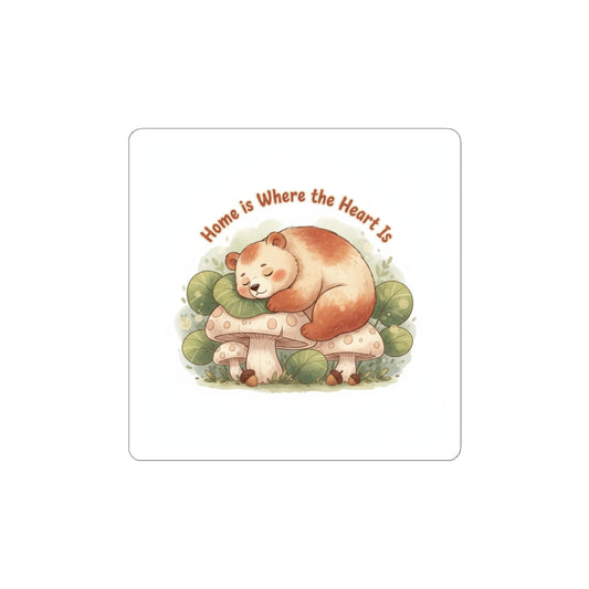 Cozy Sleeping Bear Sticker | cute critter sticker, winter forest art