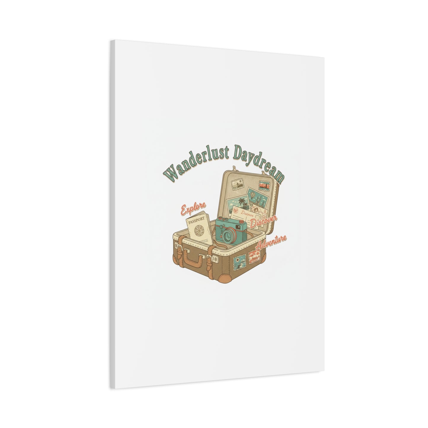 Wanderlust Daydream Travel Postcard Canvas | Retro Travel Stamp Decor