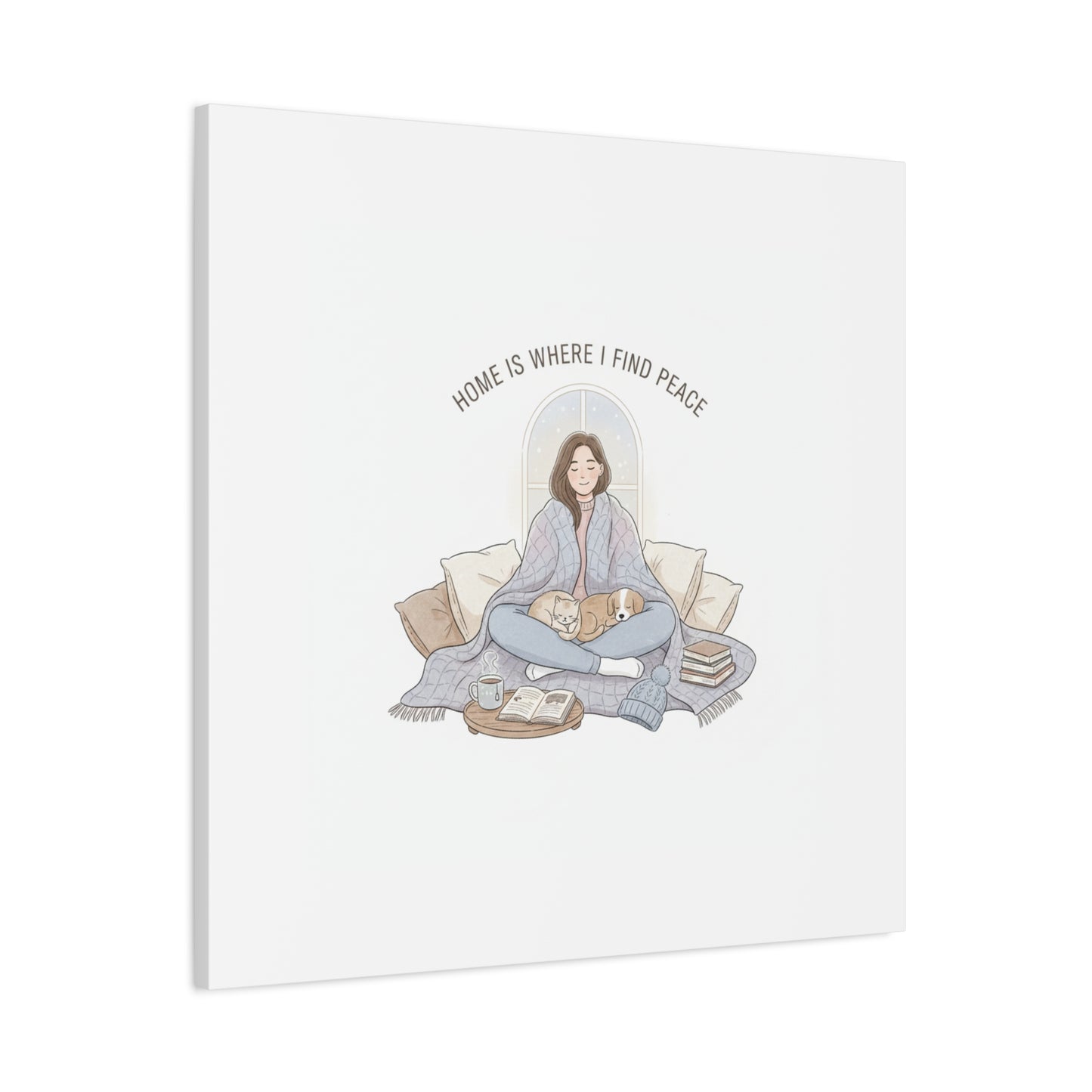 Home Is Where I Find Peace Canvas | Cozy Homebody Wall Art, Introvert Winter