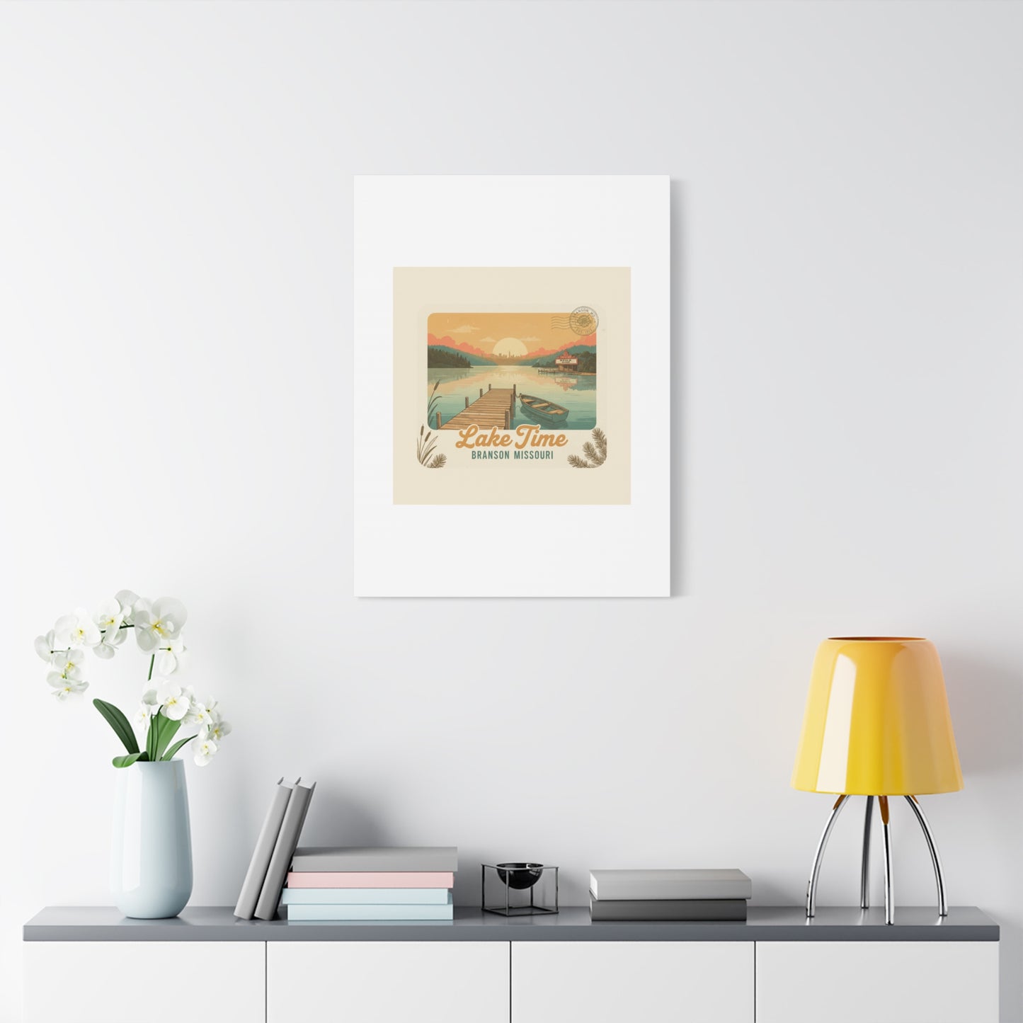 Vintage Postcard Canvas Lake Time Print