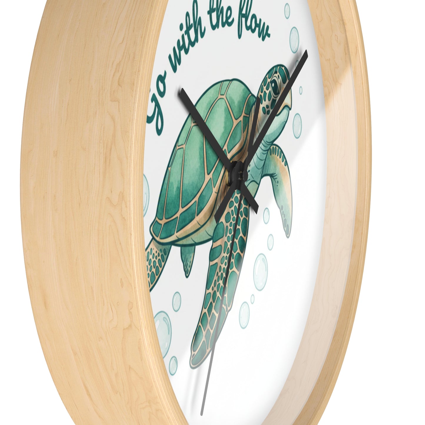 Sea Turtle Wall Clock — "Go With the Flow" Nautical Decor