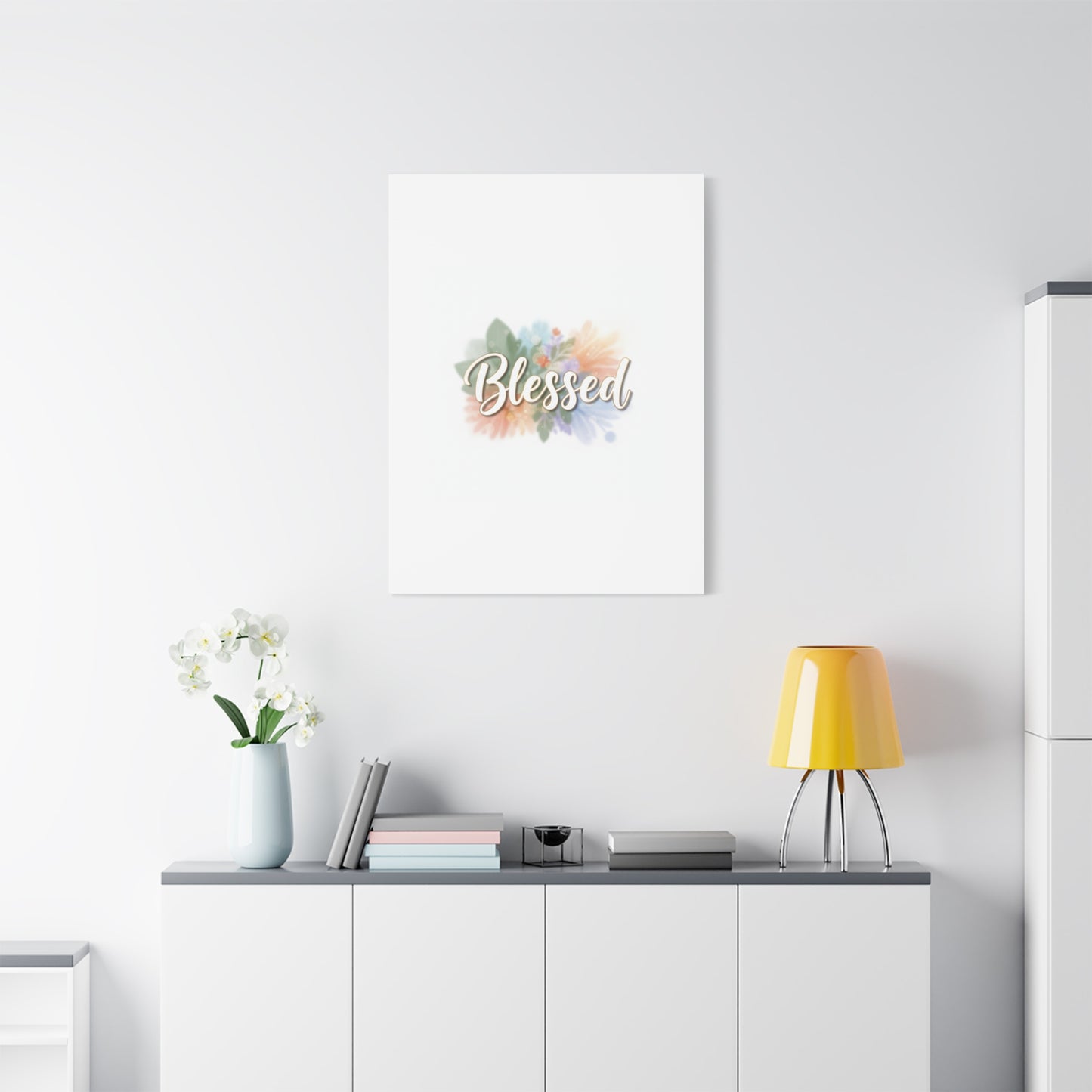 Blessed Floral Script Canvas