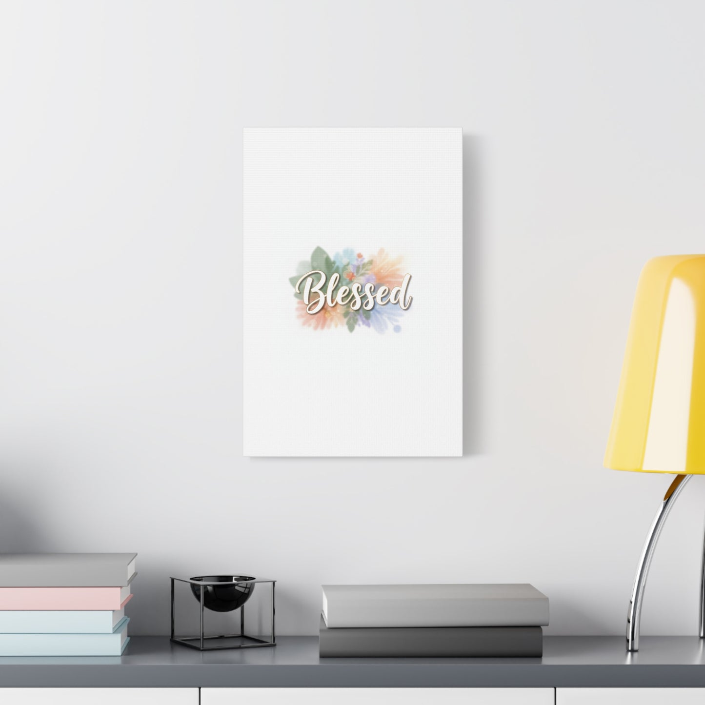 Blessed Floral Script Canvas