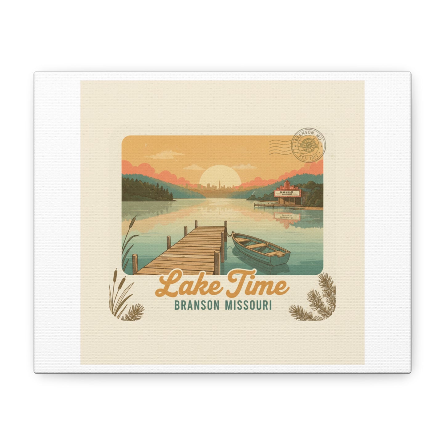 Vintage Postcard Canvas Lake Time Print