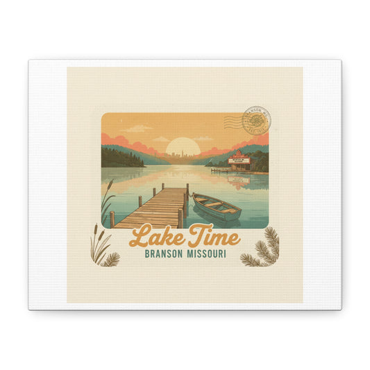 Vintage Postcard Canvas Lake Time Print