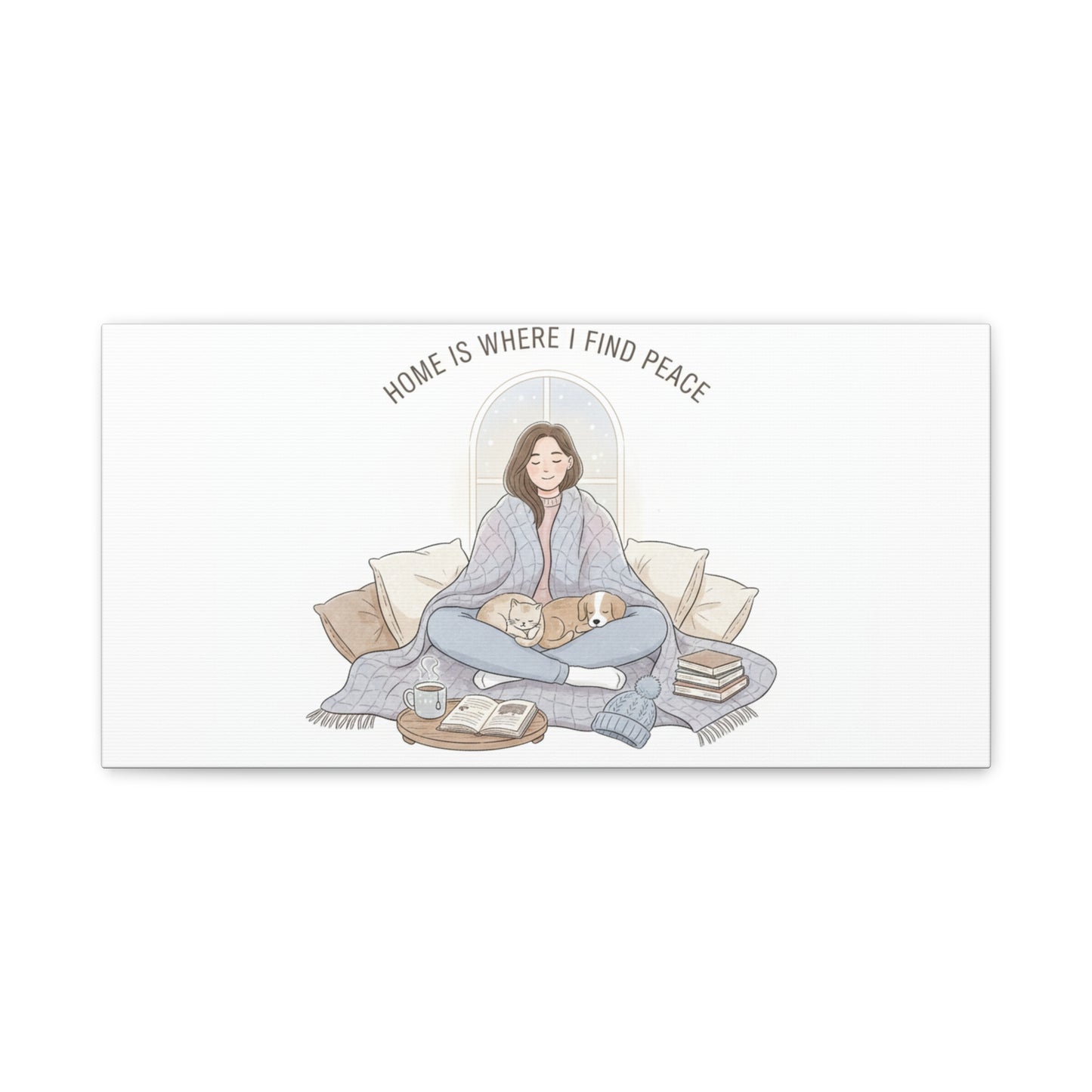 Home Is Where I Find Peace Canvas | Cozy Homebody Wall Art, Introvert Winter