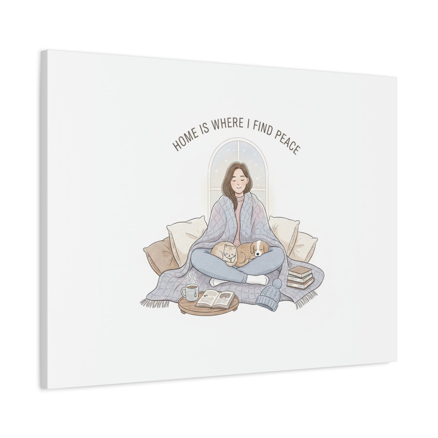 Home Is Where I Find Peace Canvas | Cozy Homebody Wall Art, Introvert Winter