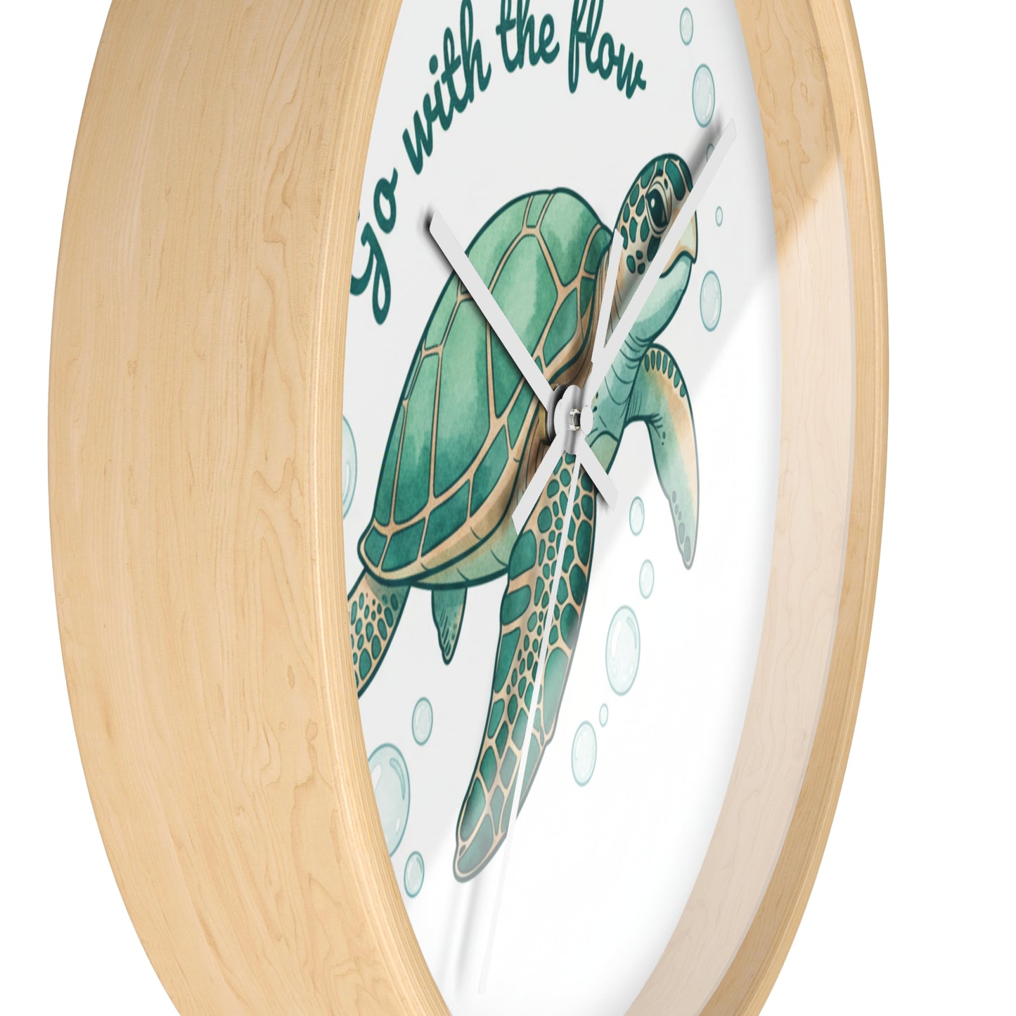 Sea Turtle Wall Clock — "Go With the Flow" Nautical Decor