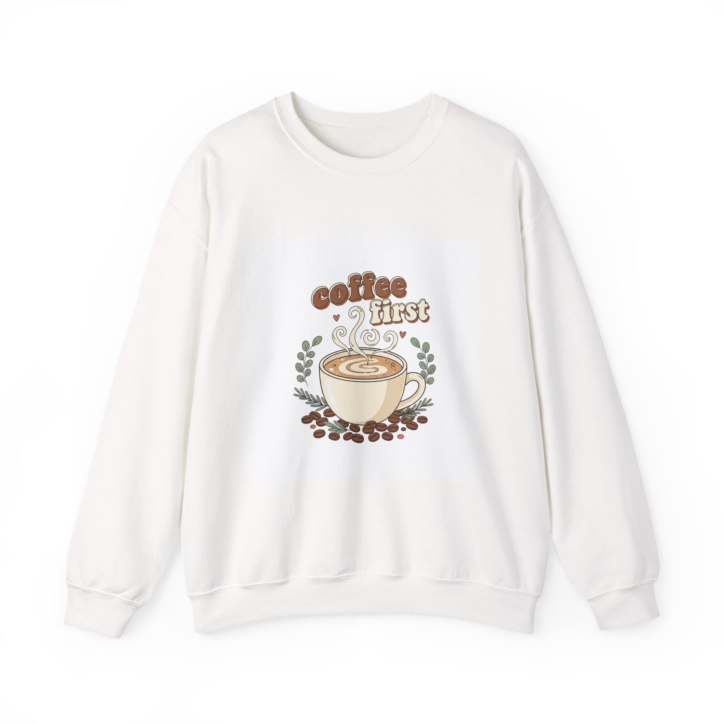 coffee first Crewneck Sweatshirt, coffee aesthetic, latte art design