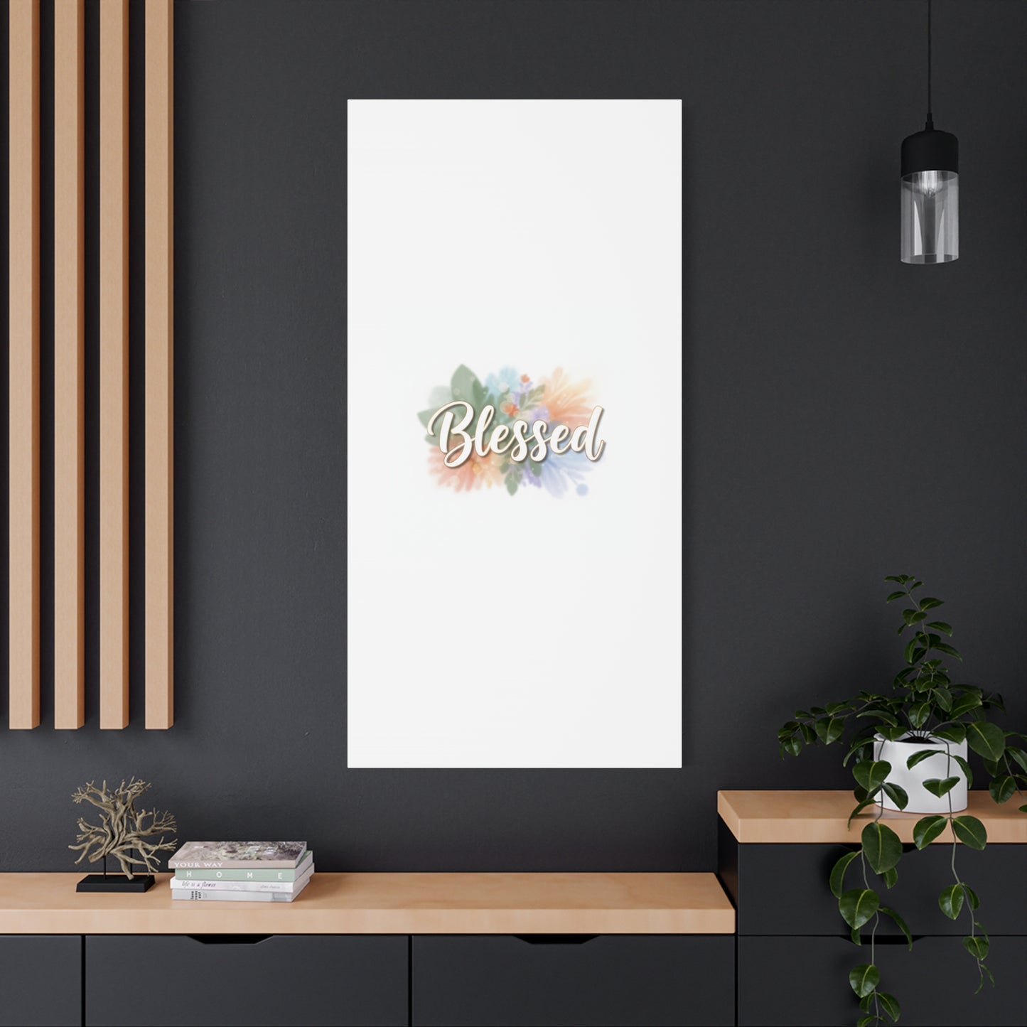 Blessed Floral Script Canvas