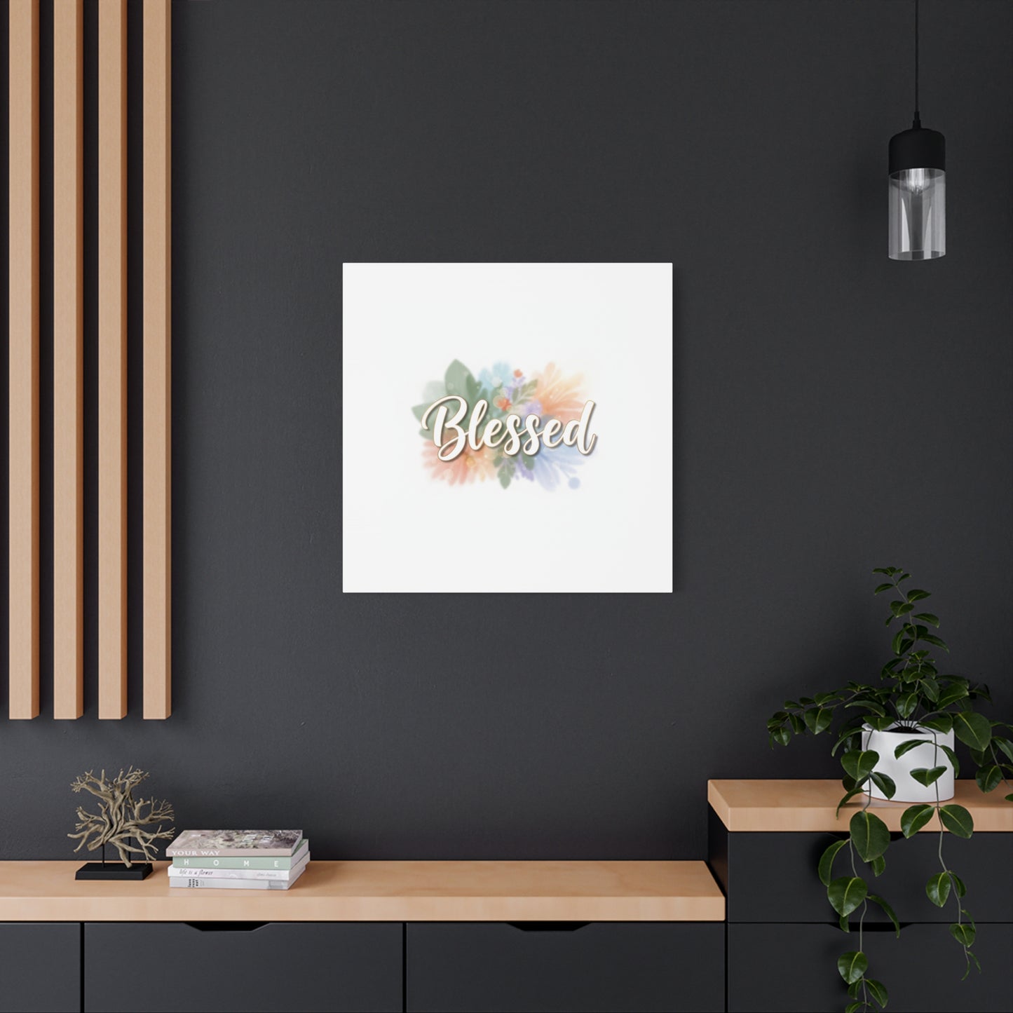 Blessed Floral Script Canvas