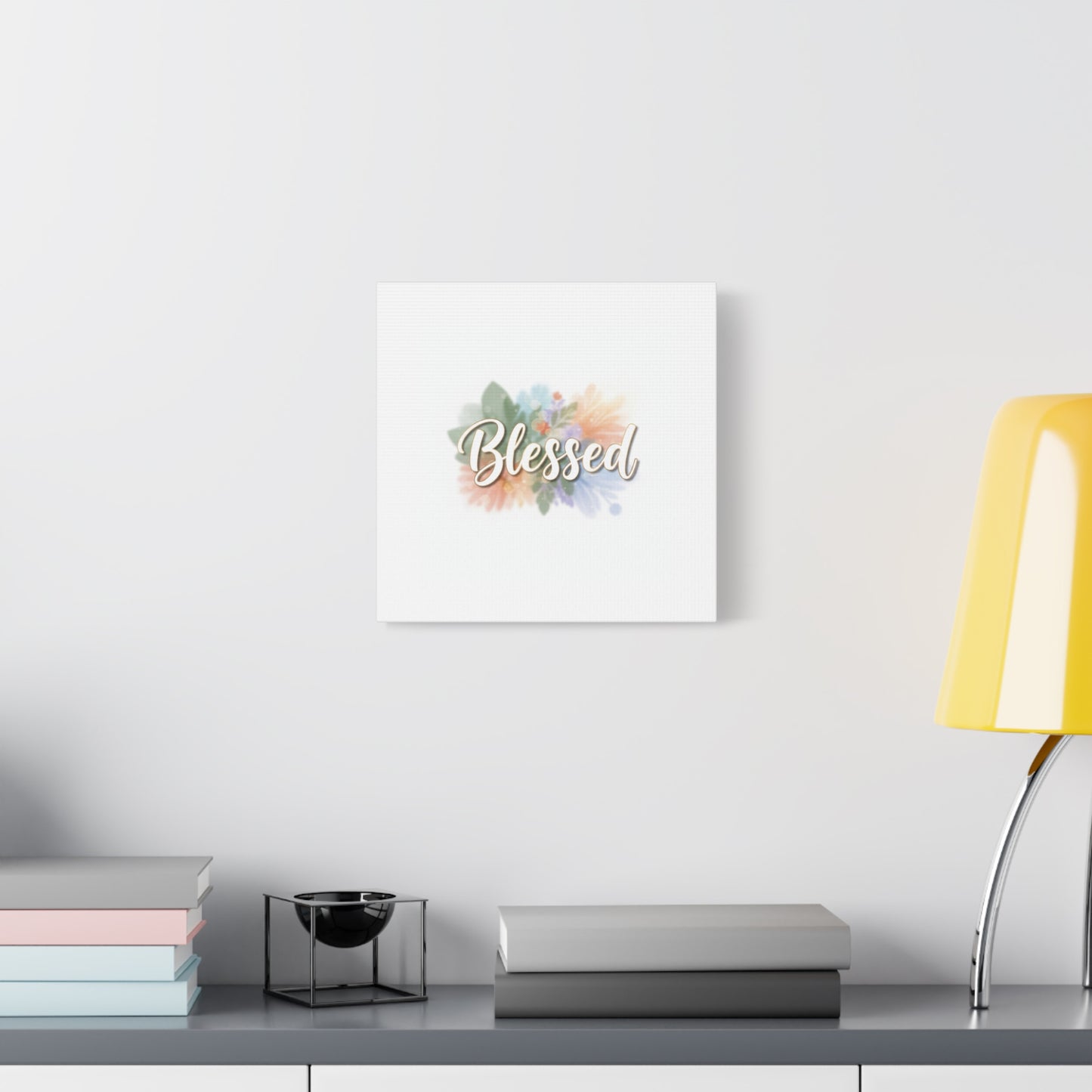 Blessed Floral Script Canvas