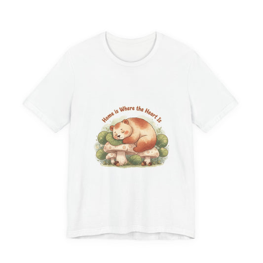 Cozy Sleeping Bear Illustration Tee | cute animal illustration, winter forest art