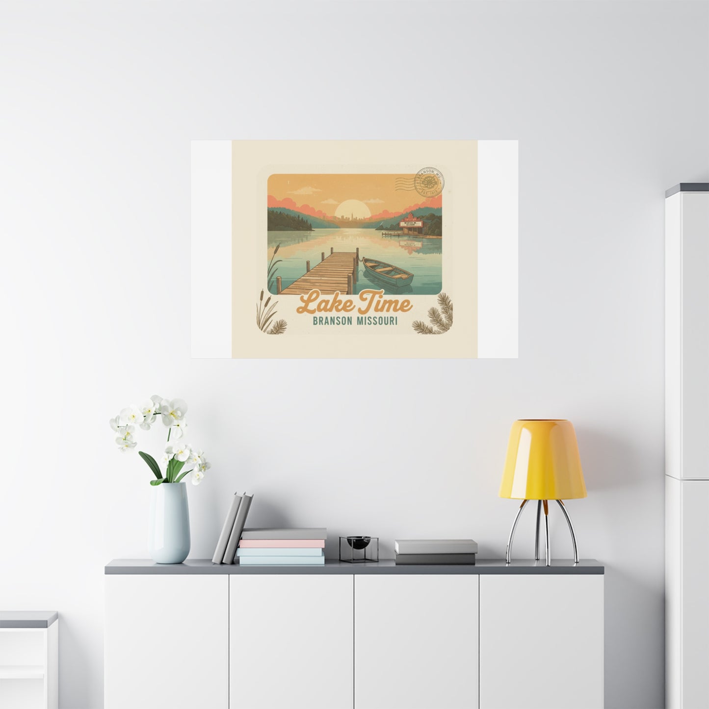Vintage Postcard Canvas Lake Time Print