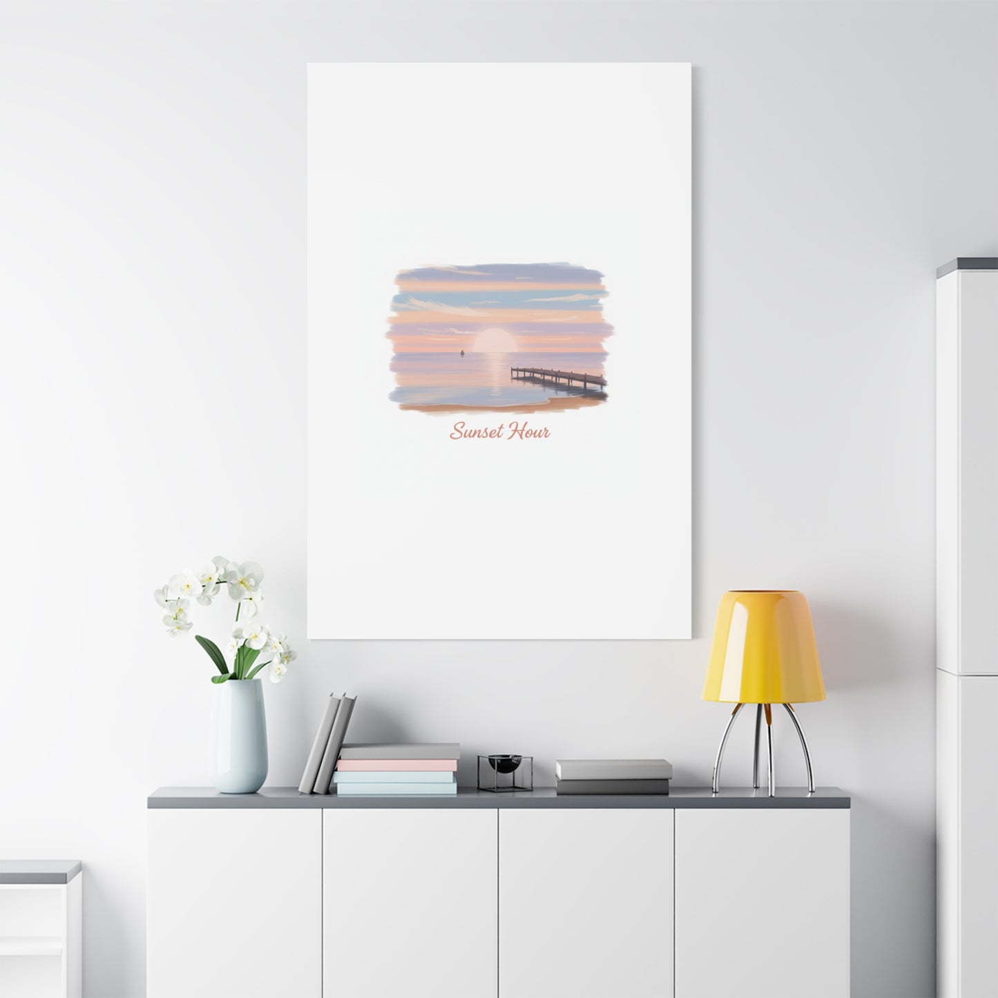 Sunset Hour Canvas, Matte Stretched 1.25" | Minimal Luxe Gold Accent