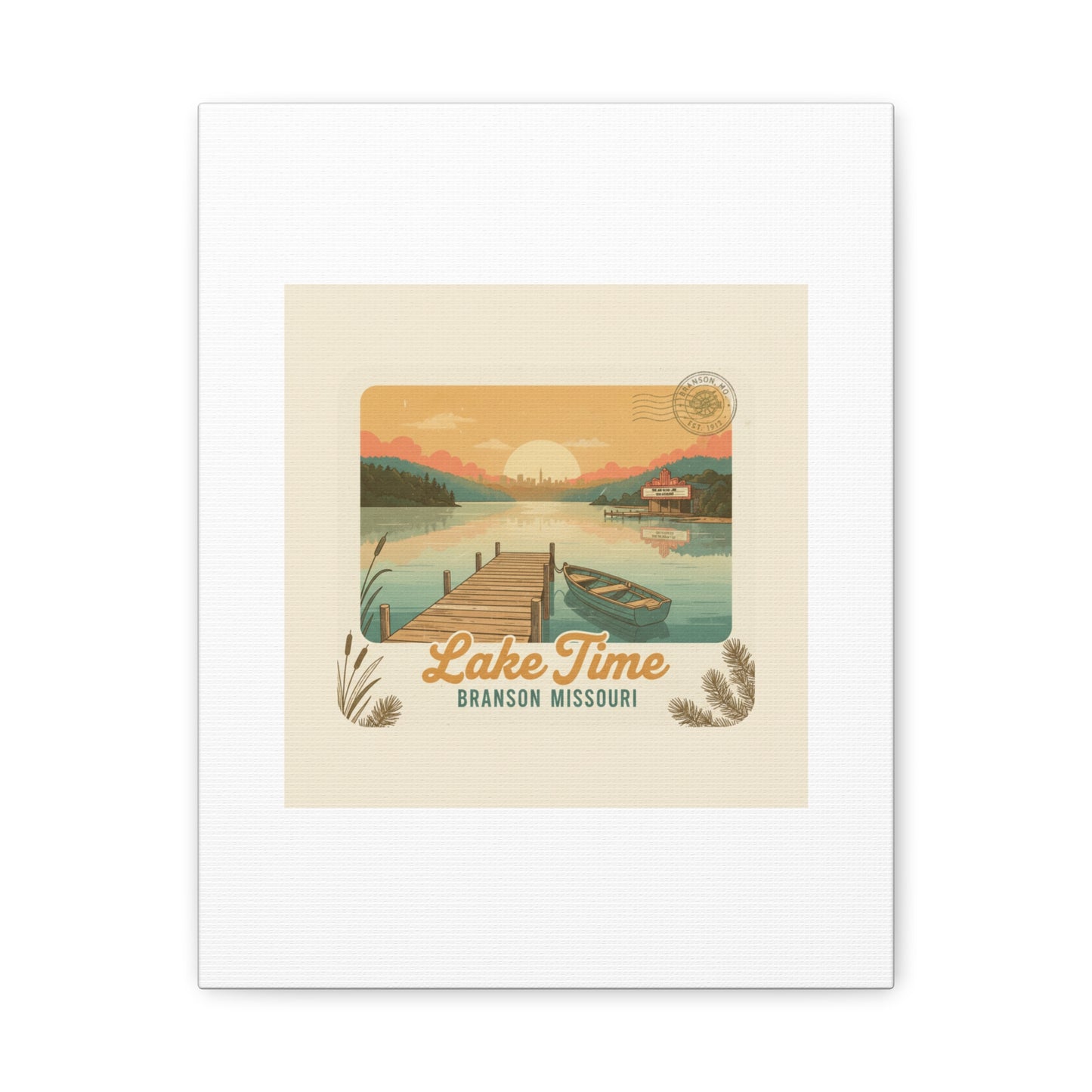 Vintage Postcard Canvas Lake Time Print