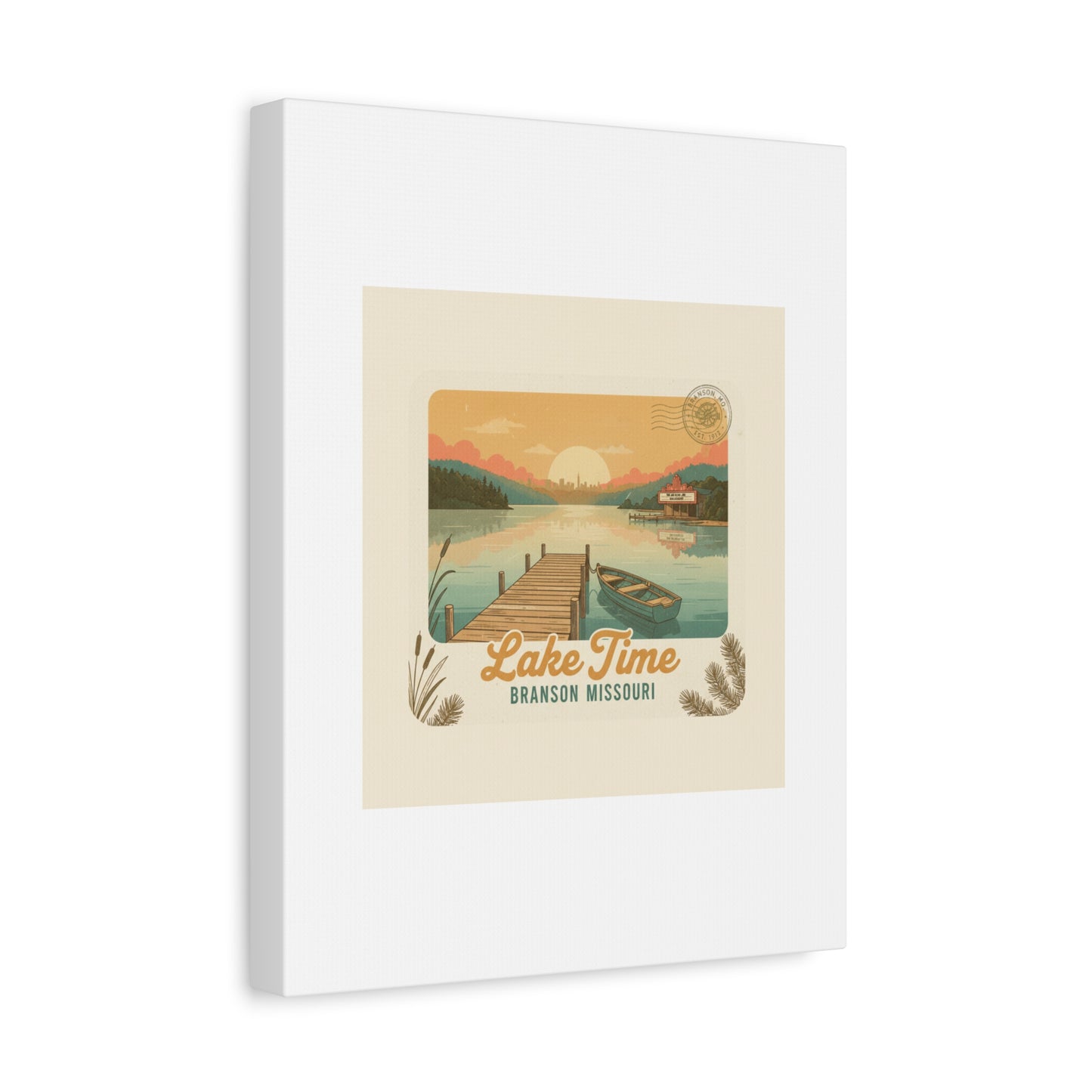 Vintage Postcard Canvas Lake Time Print