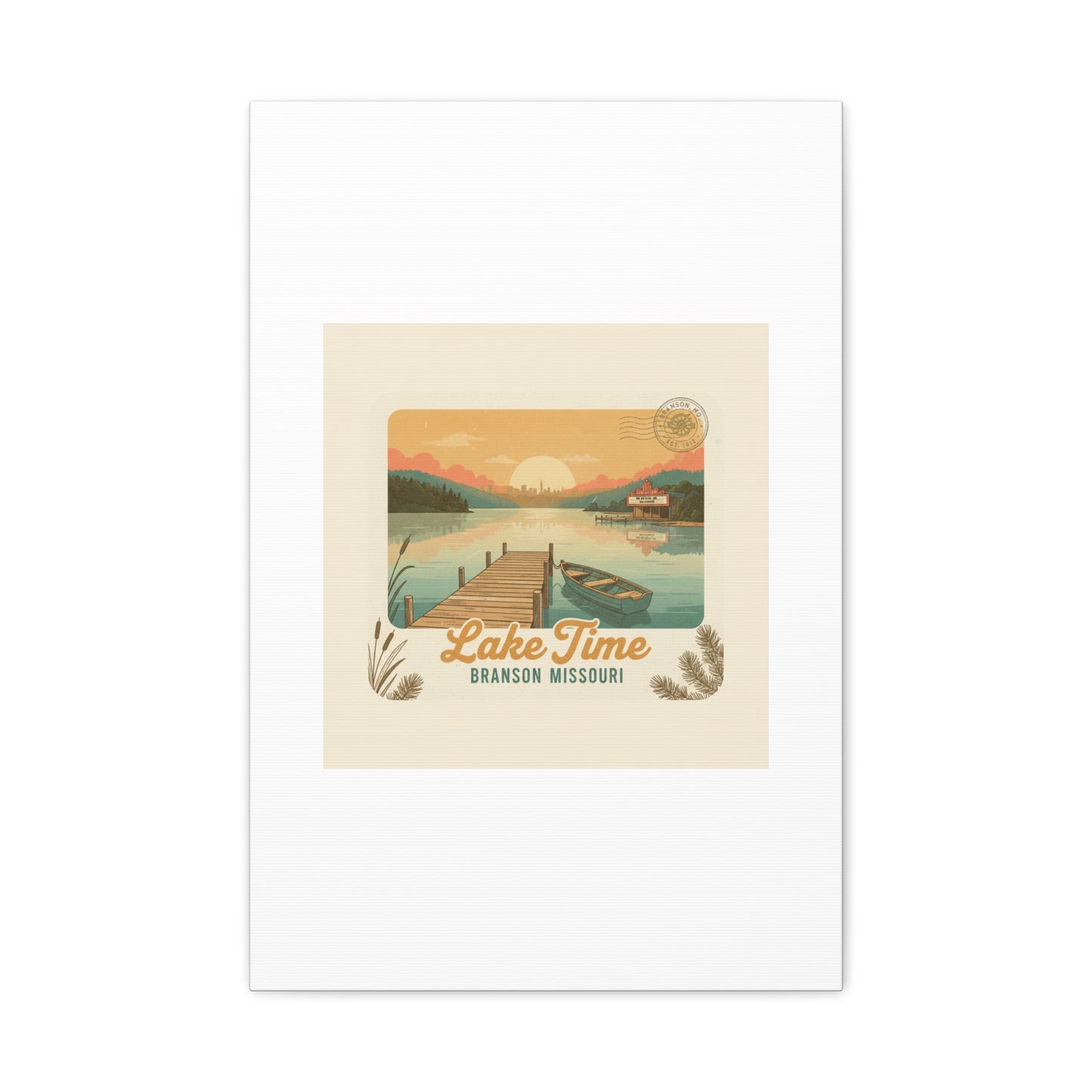 Vintage Postcard Canvas Lake Time Print