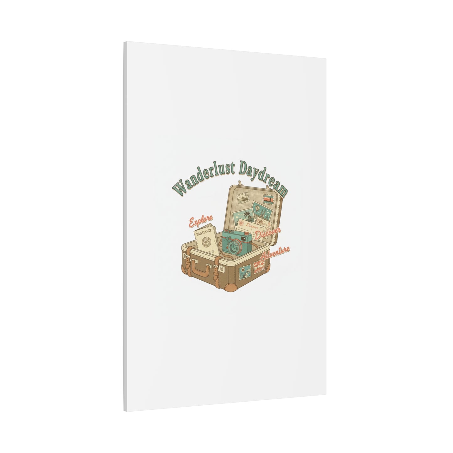 Wanderlust Daydream Travel Postcard Canvas | Retro Travel Stamp Decor