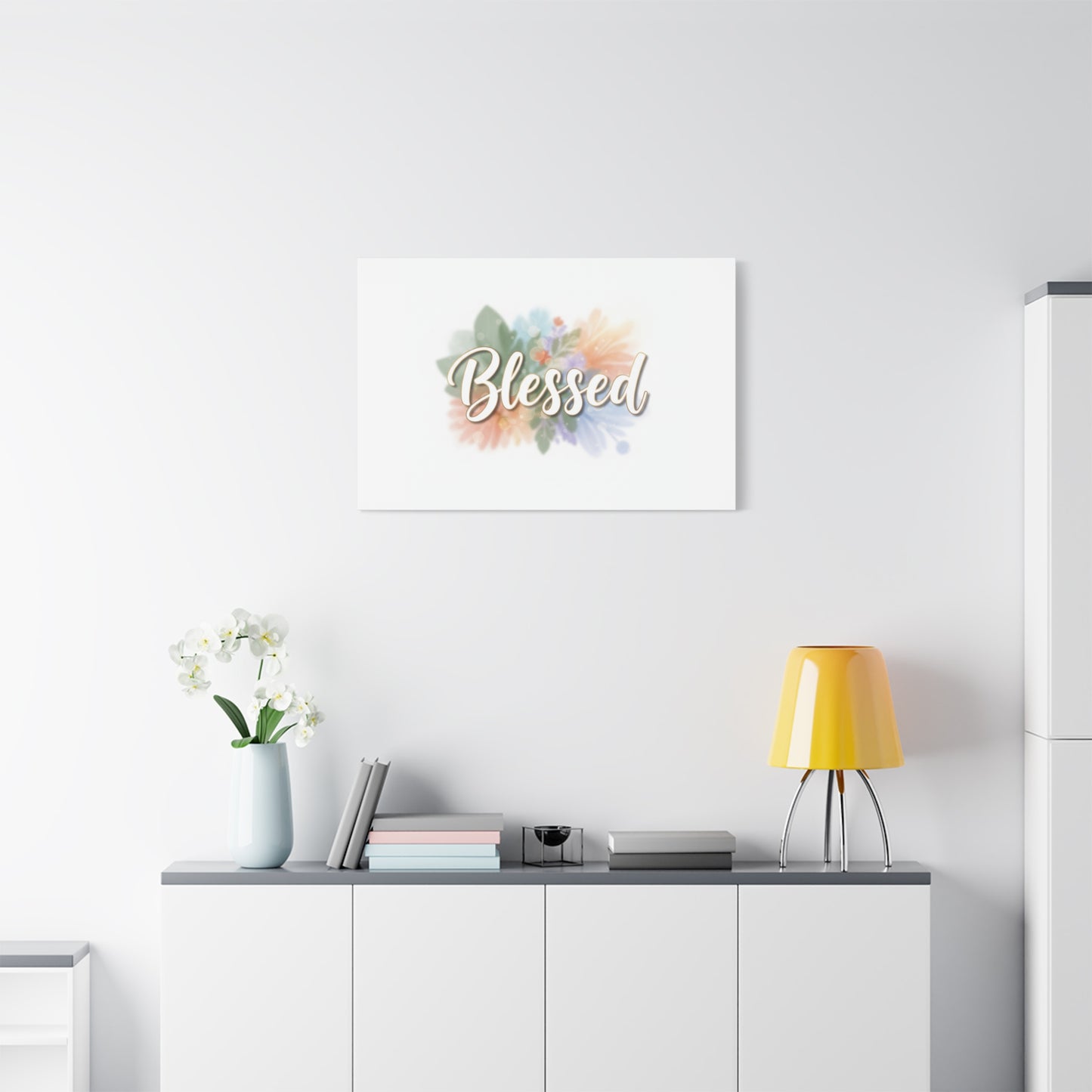Blessed Floral Script Canvas