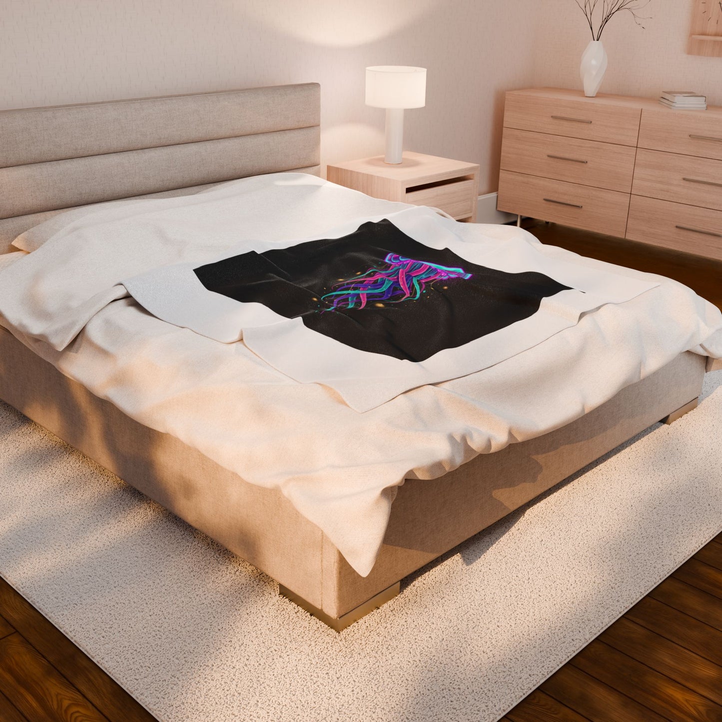 Neon Jellyfish Velveteen Blanket