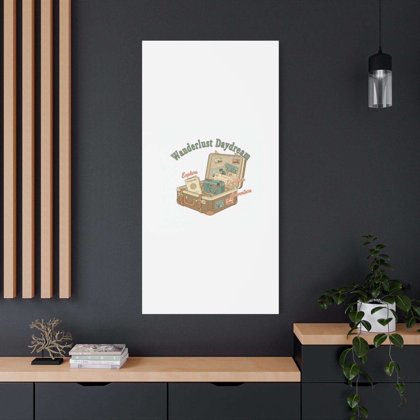 Wanderlust Daydream Travel Postcard Canvas | Retro Travel Stamp Decor