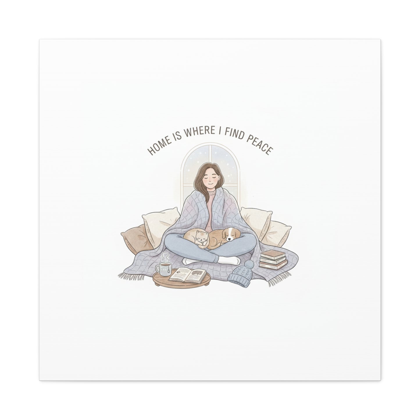 Home Is Where I Find Peace Canvas | Cozy Homebody Wall Art, Introvert Winter