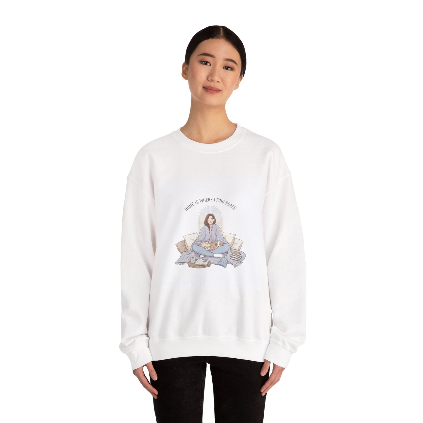 Home Is Where I Find Peace Crewneck Sweatshirt | Introvert Homebody Cozy Winter