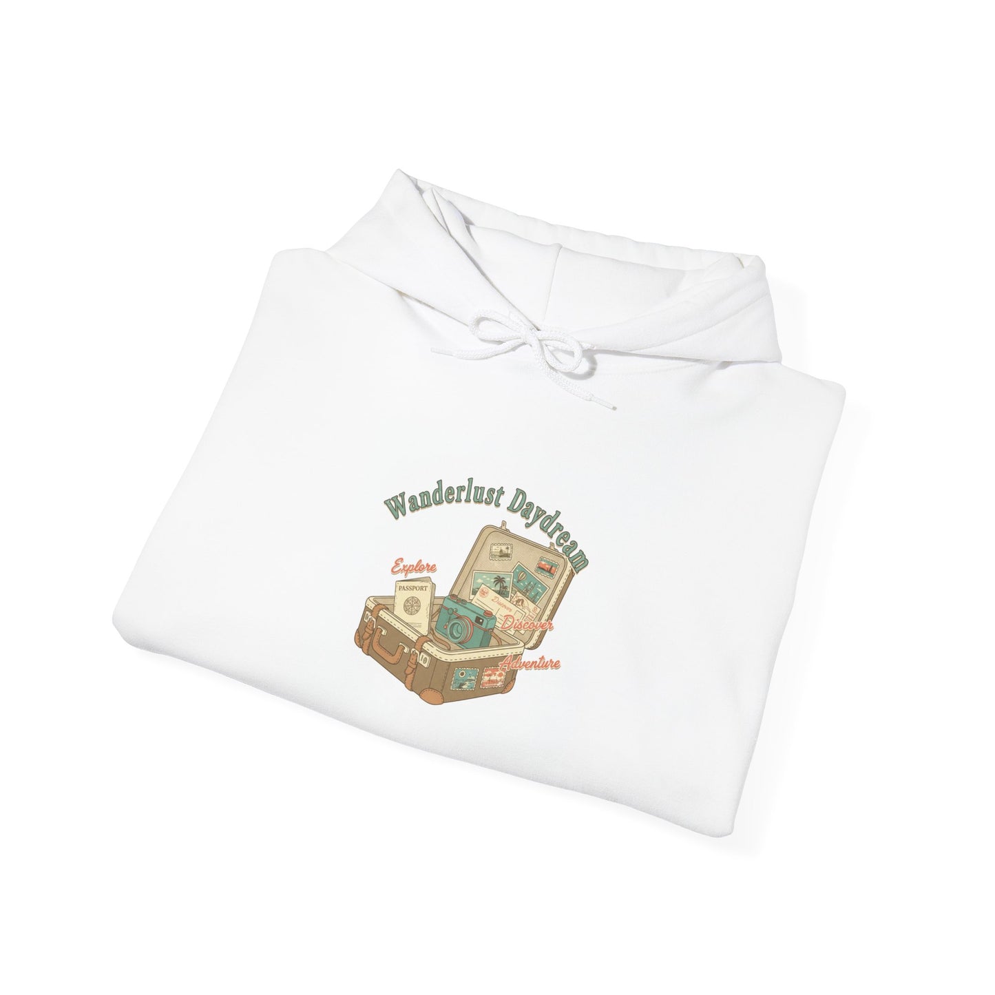 Wanderlust Postage Hoodie | vintage passport stamp, postcard travel vibes
