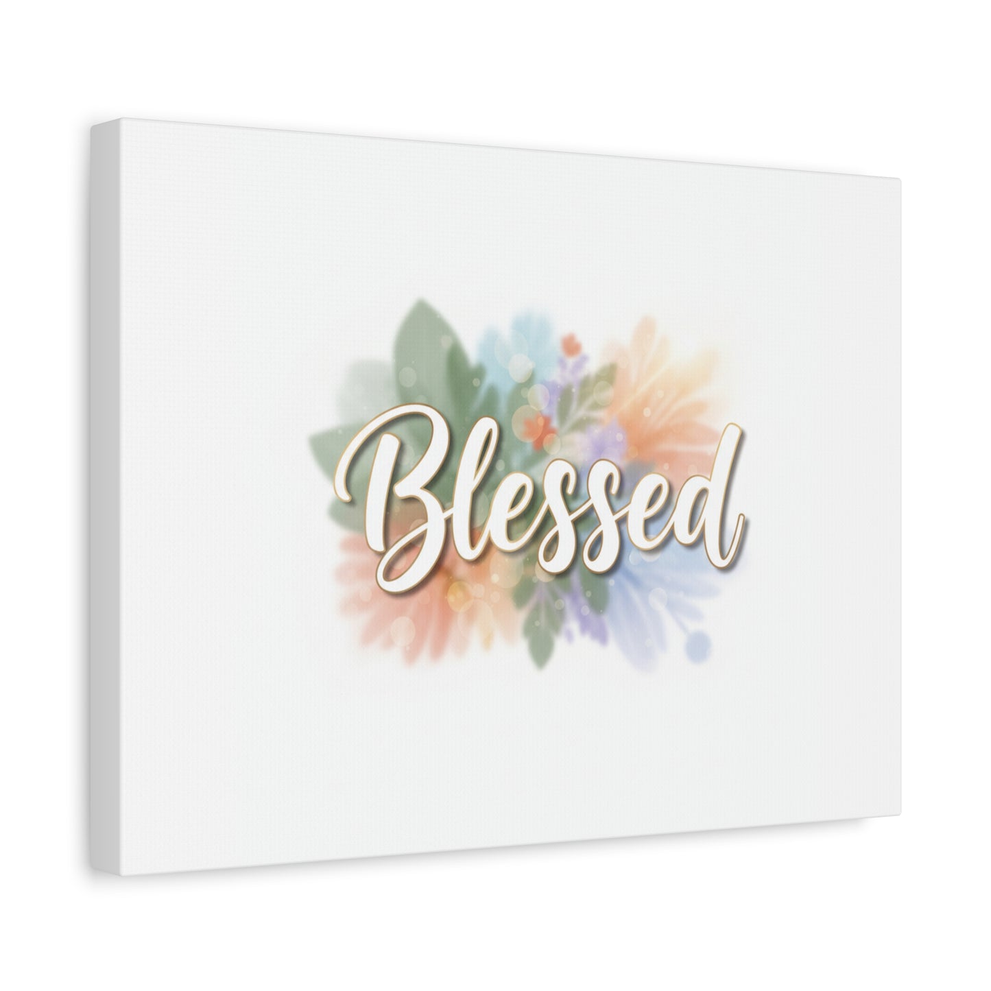 Blessed Floral Script Canvas