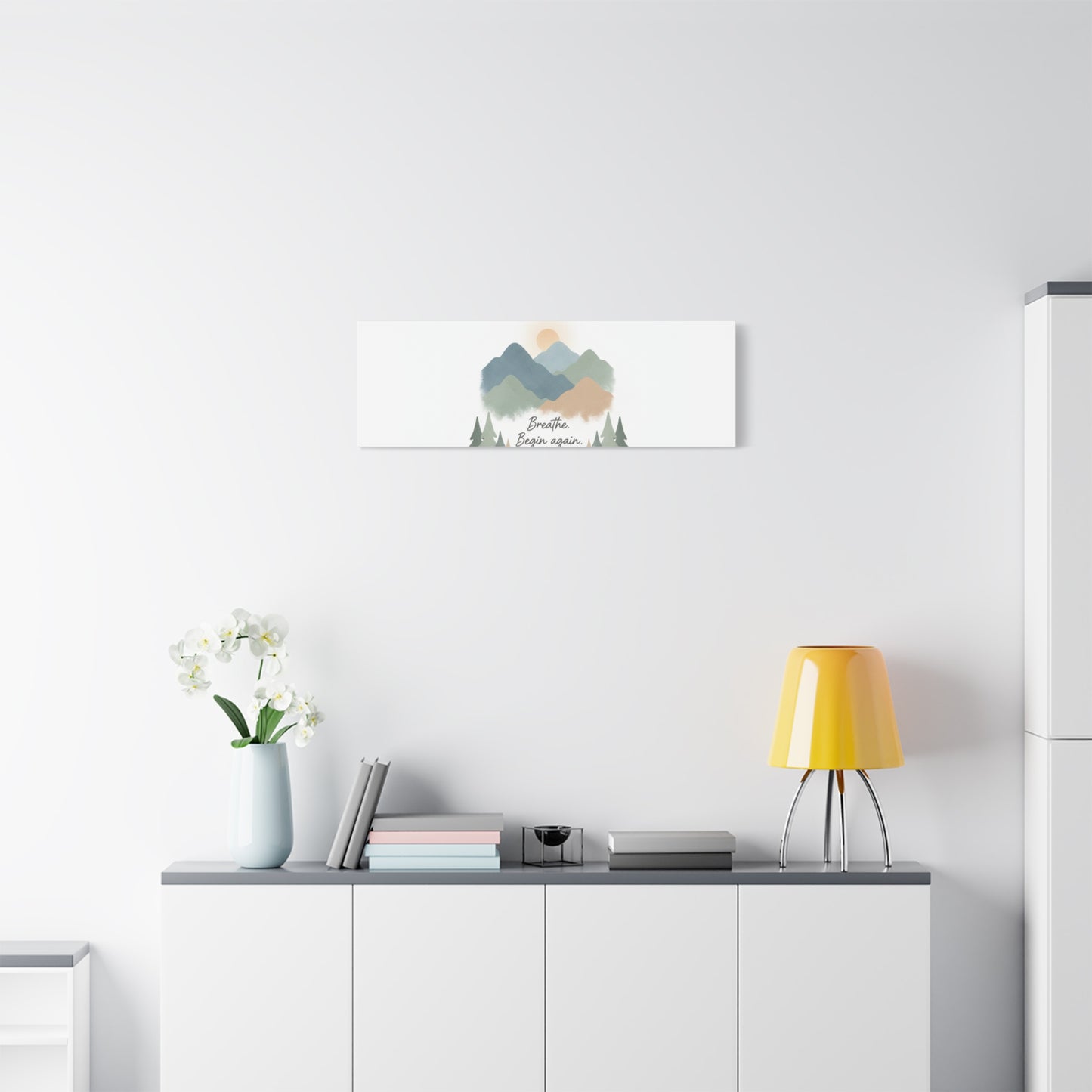 Mountain Print Canvas-breathe and began again-