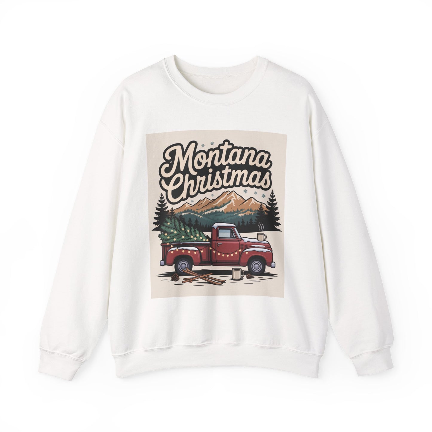 Montana Christmas Sweatshirt — Vintage Red Truck Holiday Crewneck