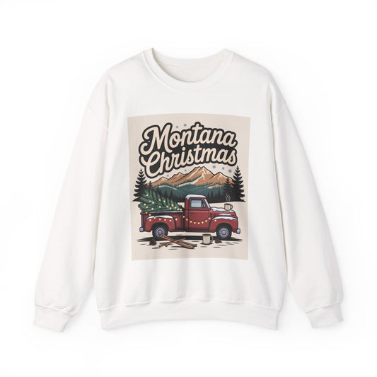 Montana Christmas Sweatshirt — Vintage Red Truck Holiday Crewneck