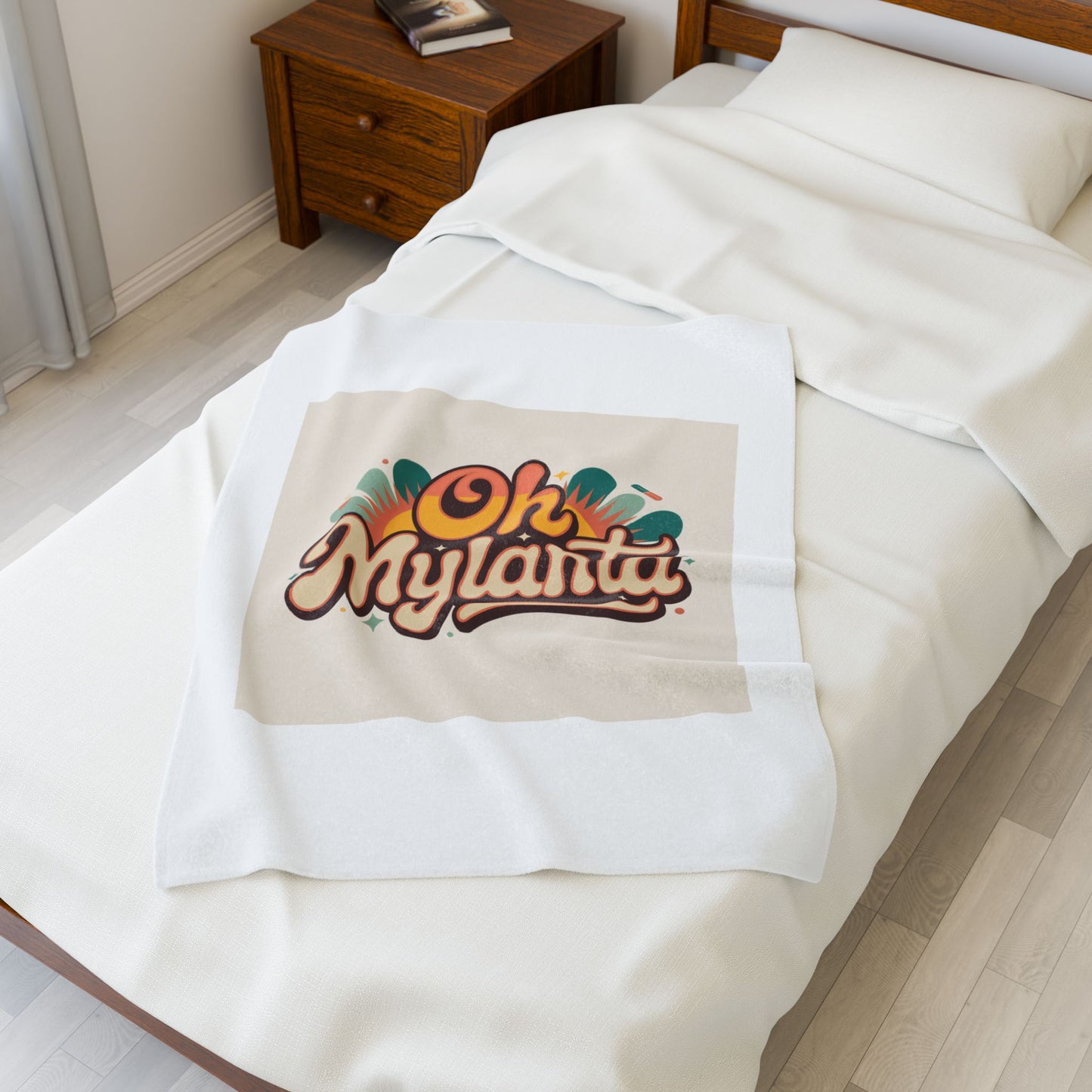 Oh Mylanta Retro Script Velveteen Plush Blanket