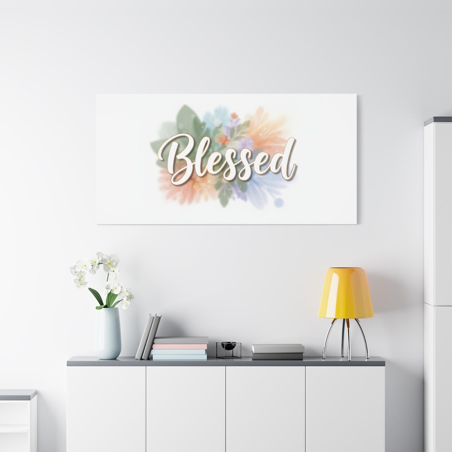 Blessed Floral Script Canvas
