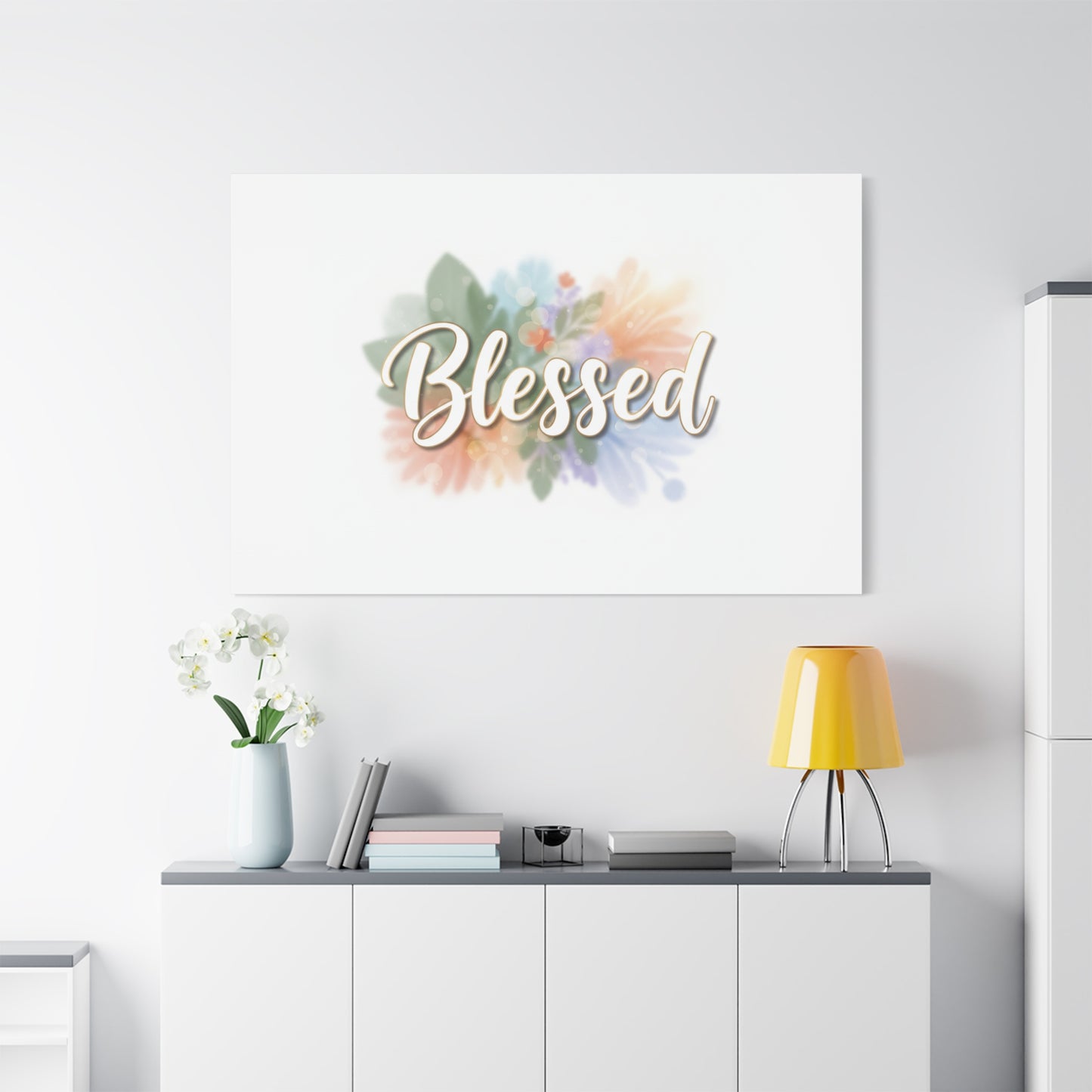 Blessed Floral Script Canvas