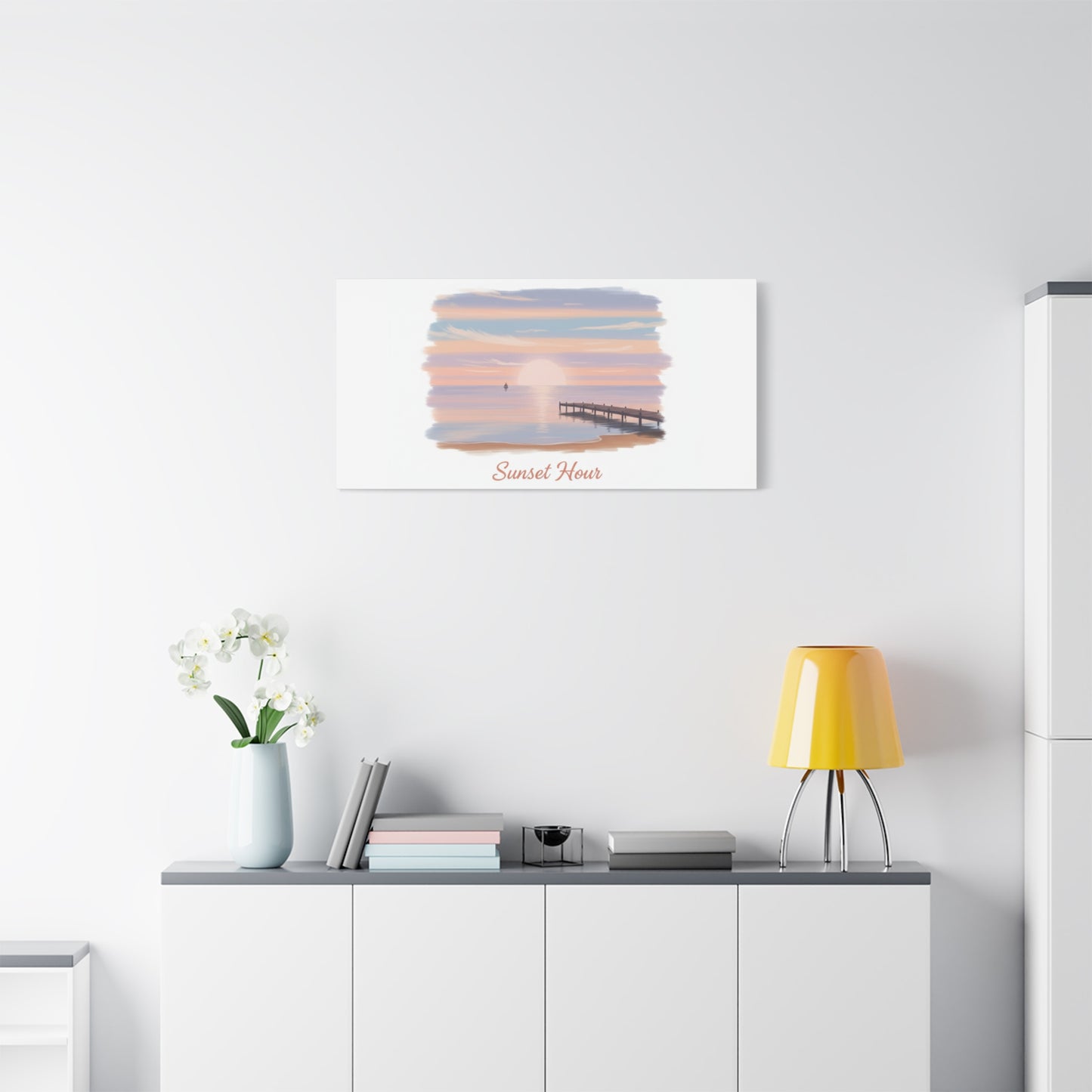 Sunset Hour Canvas, Matte Stretched 1.25" | Minimal Luxe Gold Accent