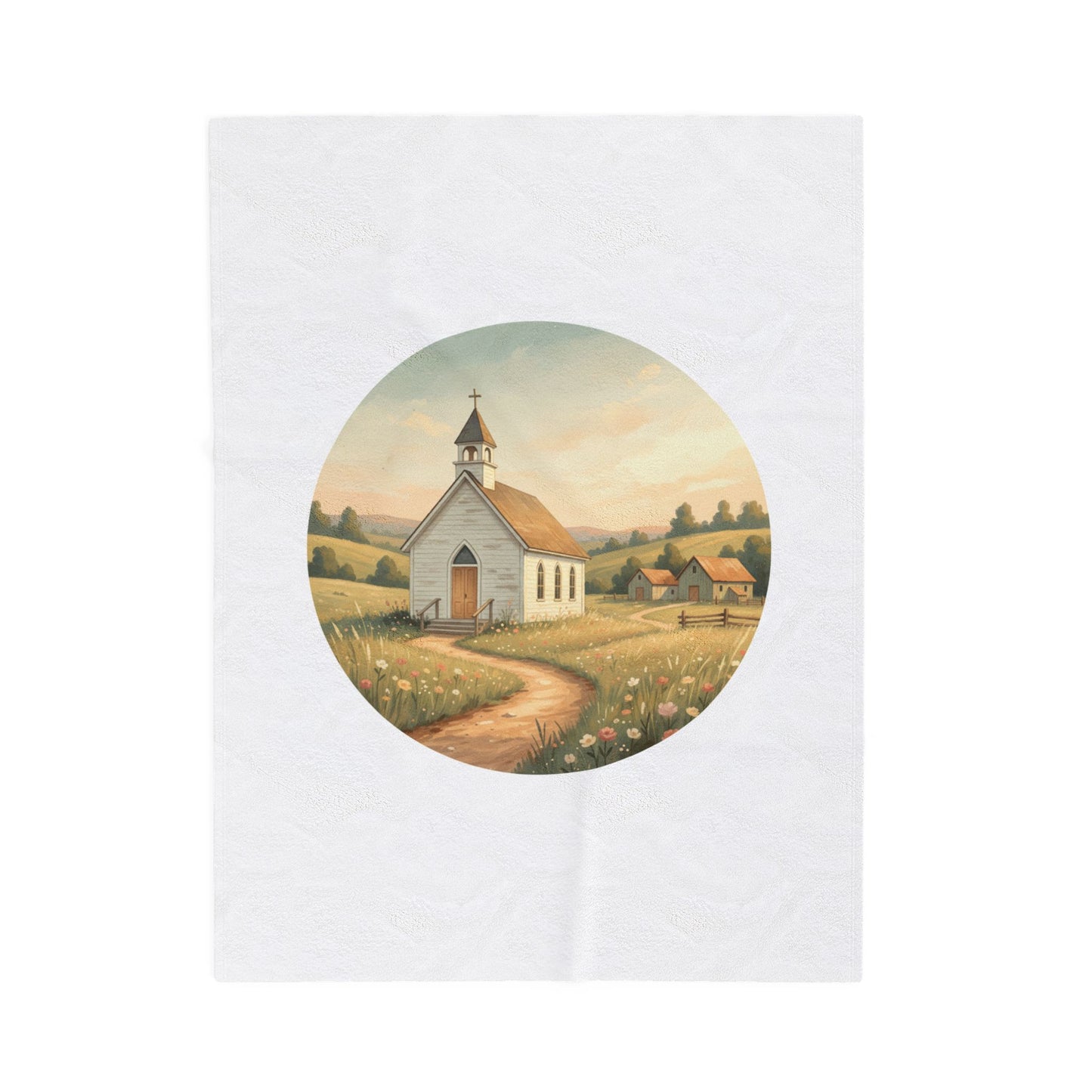 Country Church Velveteen Plush Blanket