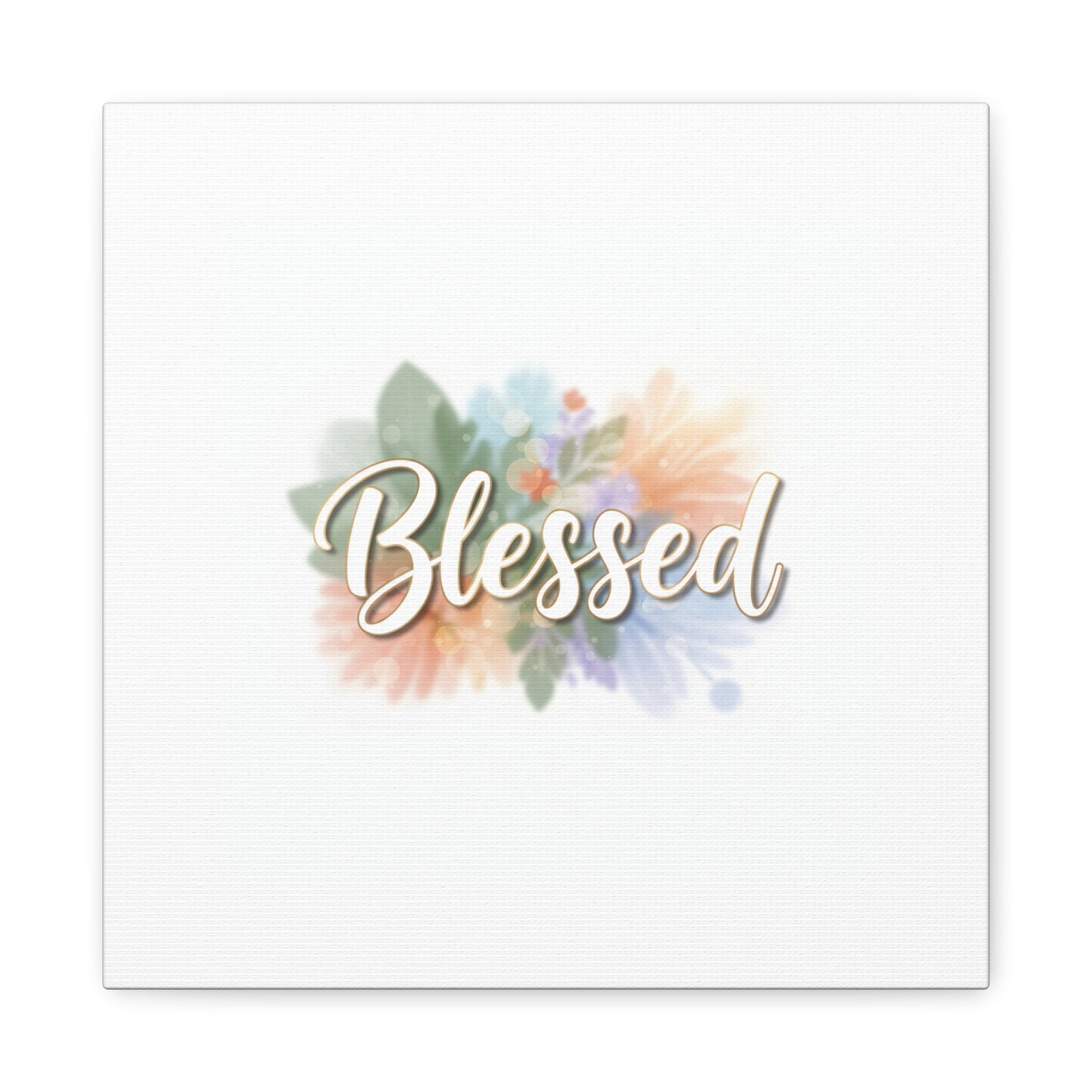 Blessed Floral Script Canvas