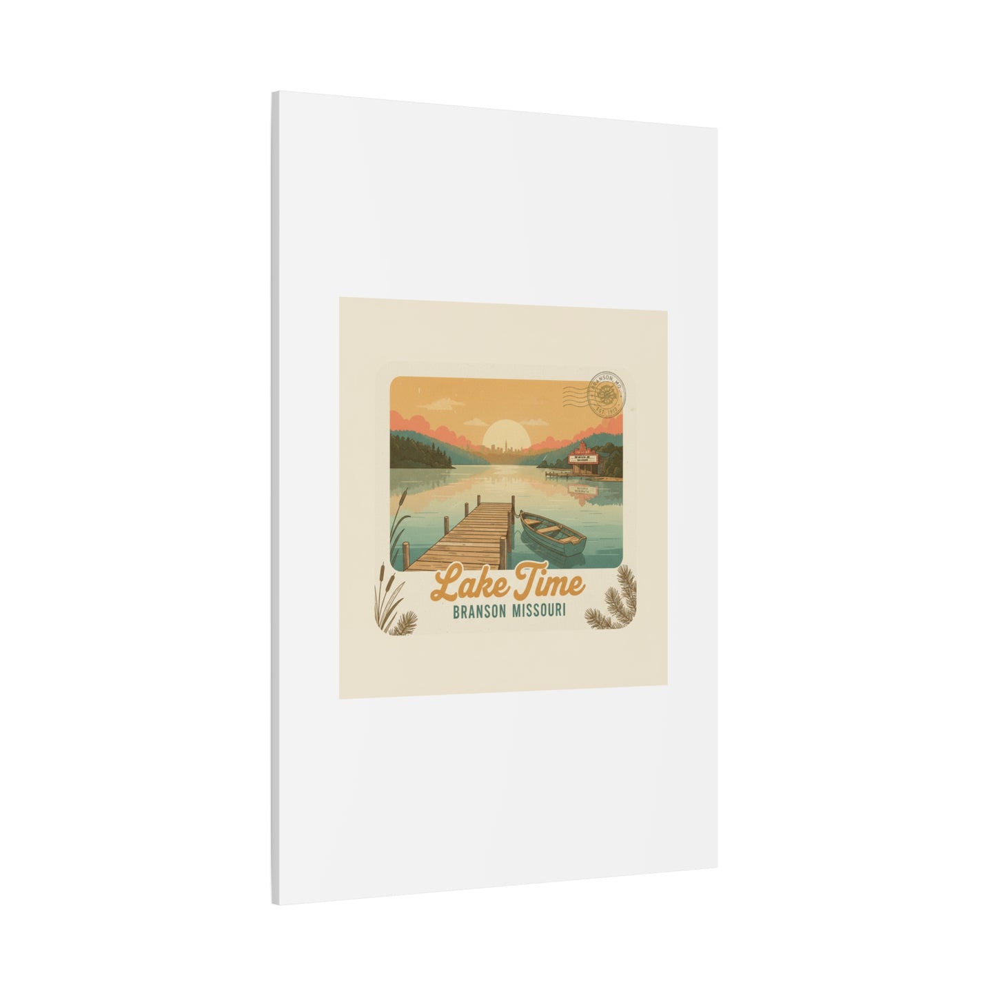 Vintage Postcard Canvas Lake Time Print