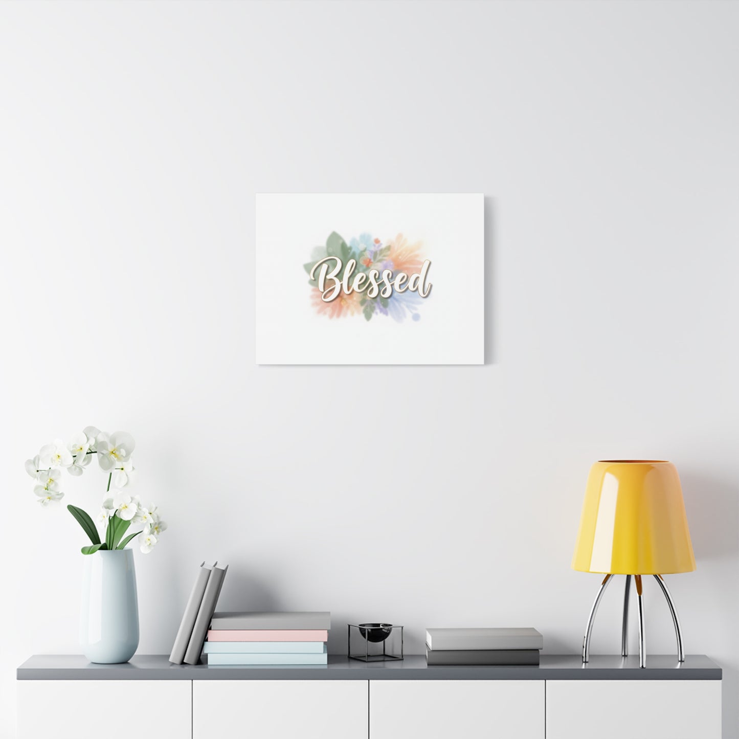 Blessed Floral Script Canvas